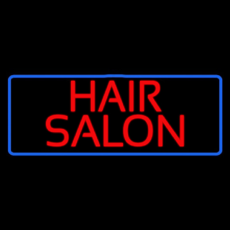 Red Hair Salon With Blue Border Leuchtreklame