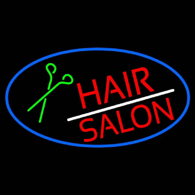 Red Hair Salon With Scissor Leuchtreklame