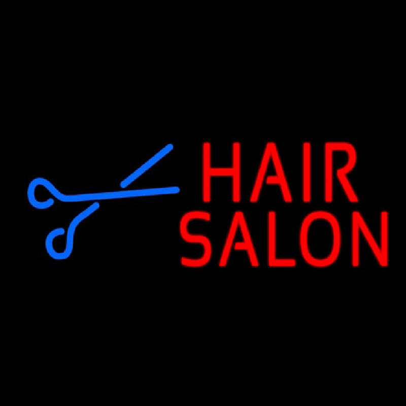 Red Hair Salon With Scissor Leuchtreklame