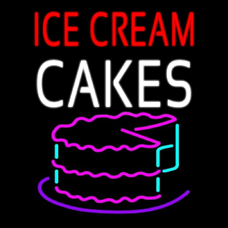 Red Ice Cream Cakes Logo Leuchtreklame