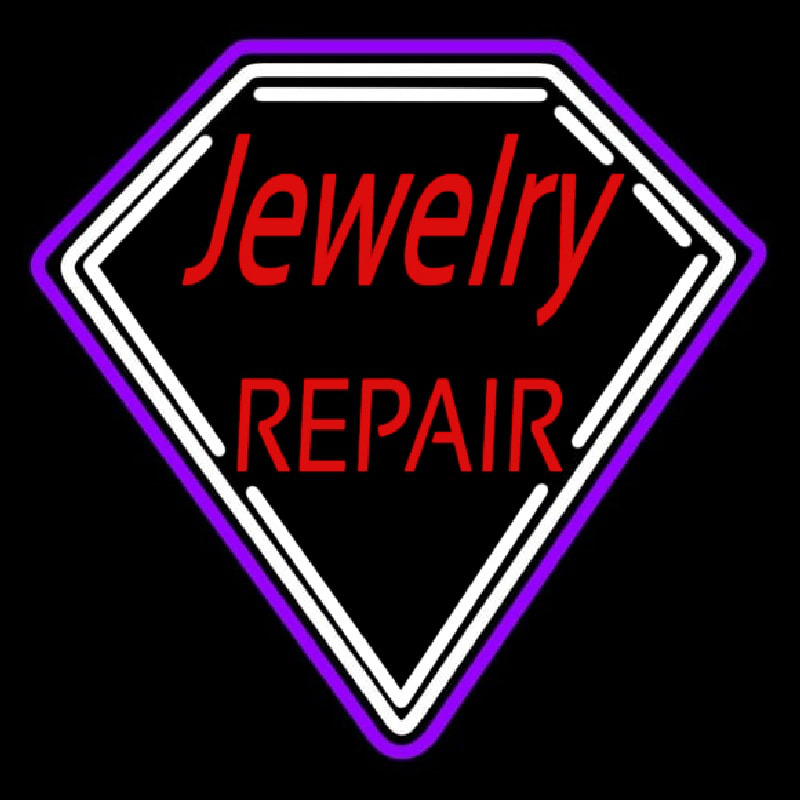 Red Jewelry Repair Diamond Border Leuchtreklame