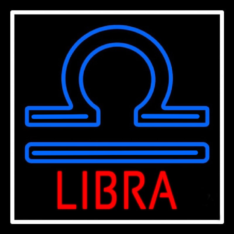 Red Libra Blue Zodiac White Border Leuchtreklame