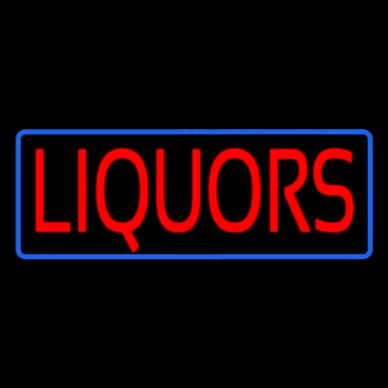 Red Liquors Blue Border Leuchtreklame