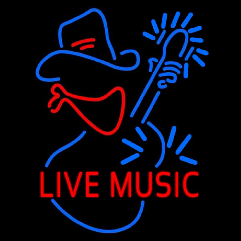 Red Live Music With Logo Block Leuchtreklame