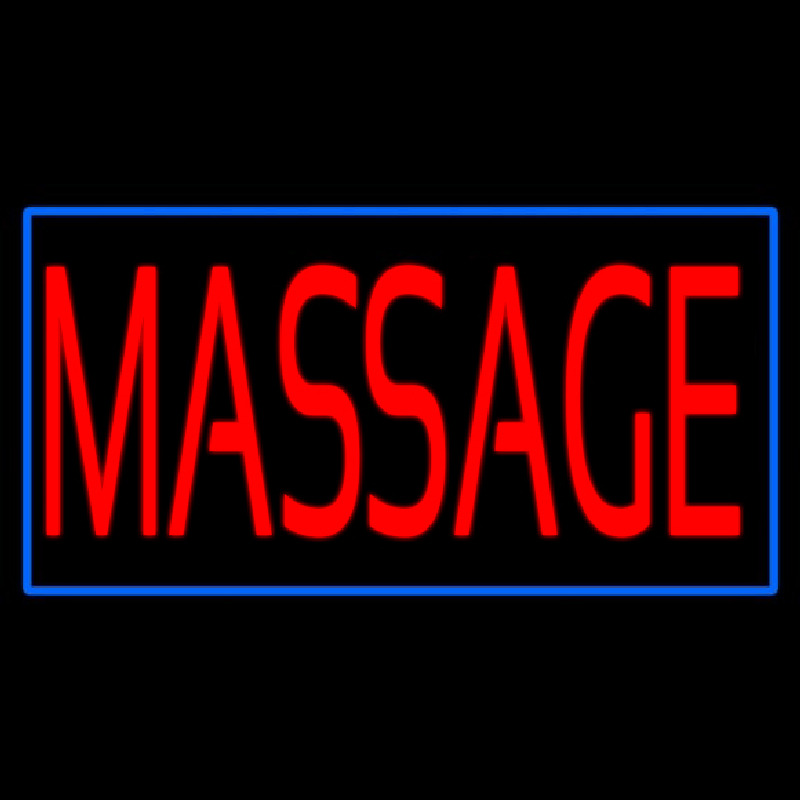 Red Massage Blue Border Leuchtreklame