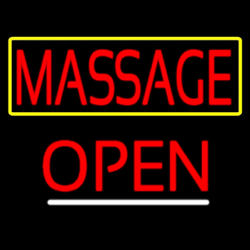 Red Massage With Yellow Border Open Leuchtreklame