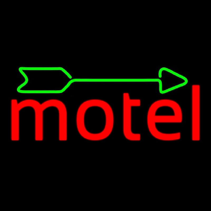 Red Motel With Green Arrow Leuchtreklame