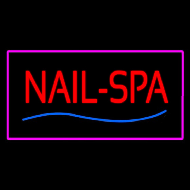 Red Nails Spa With Pink Border Leuchtreklame