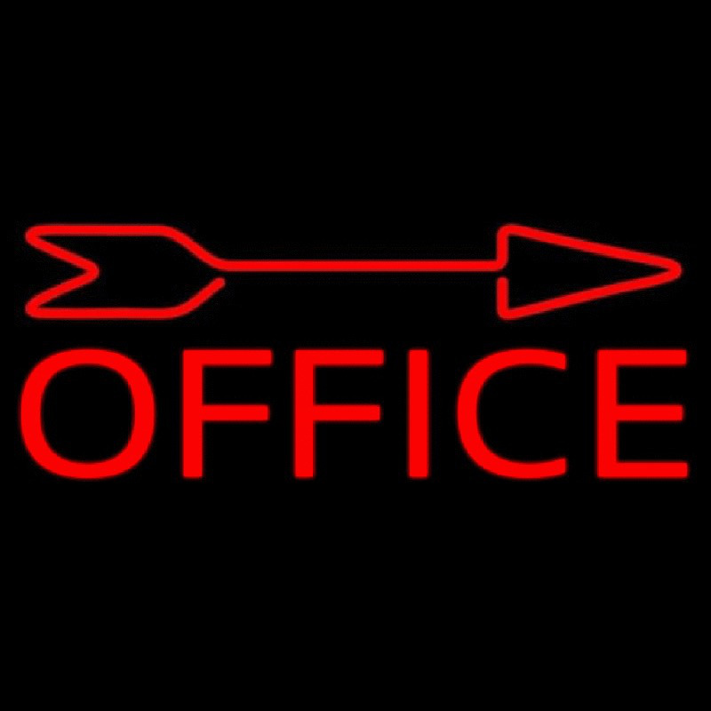 Red Office With Arrow Leuchtreklame