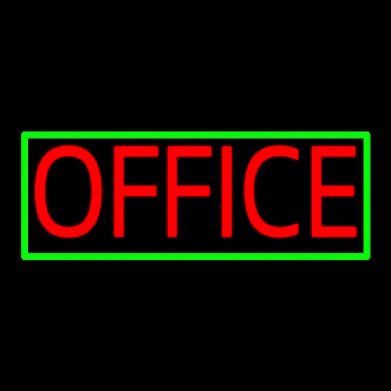 Red Office With Green Border Leuchtreklame