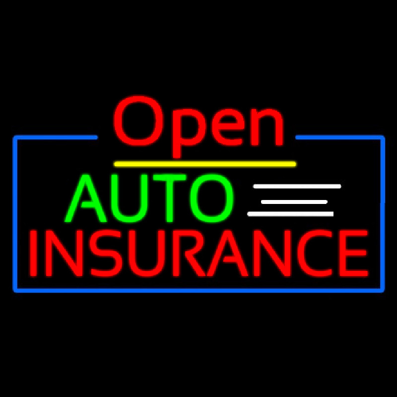 Red Open Auto Insurance Blue Border Leuchtreklame