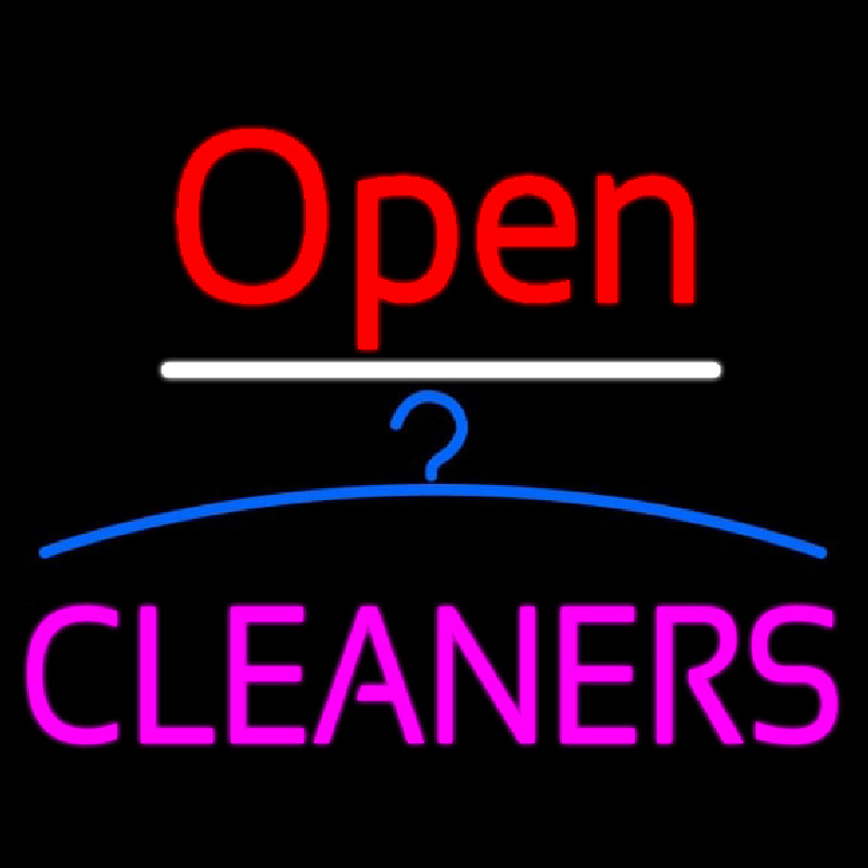 Red Open Cleaners Logo Leuchtreklame