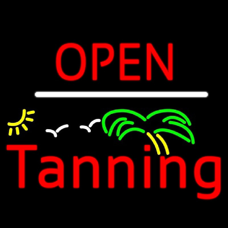 Red Open Tanning Palm Tree Leuchtreklame