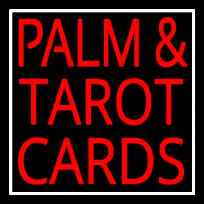 Red Palm And Tarot Cards Block White Border Leuchtreklame