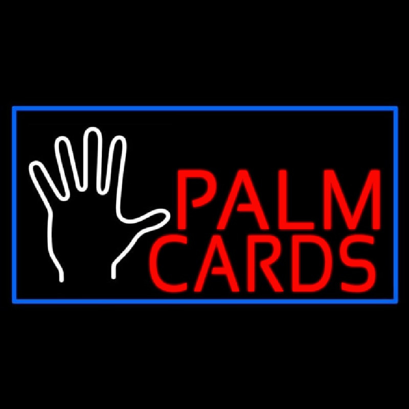 Red Palm Cards Blue Border Leuchtreklame