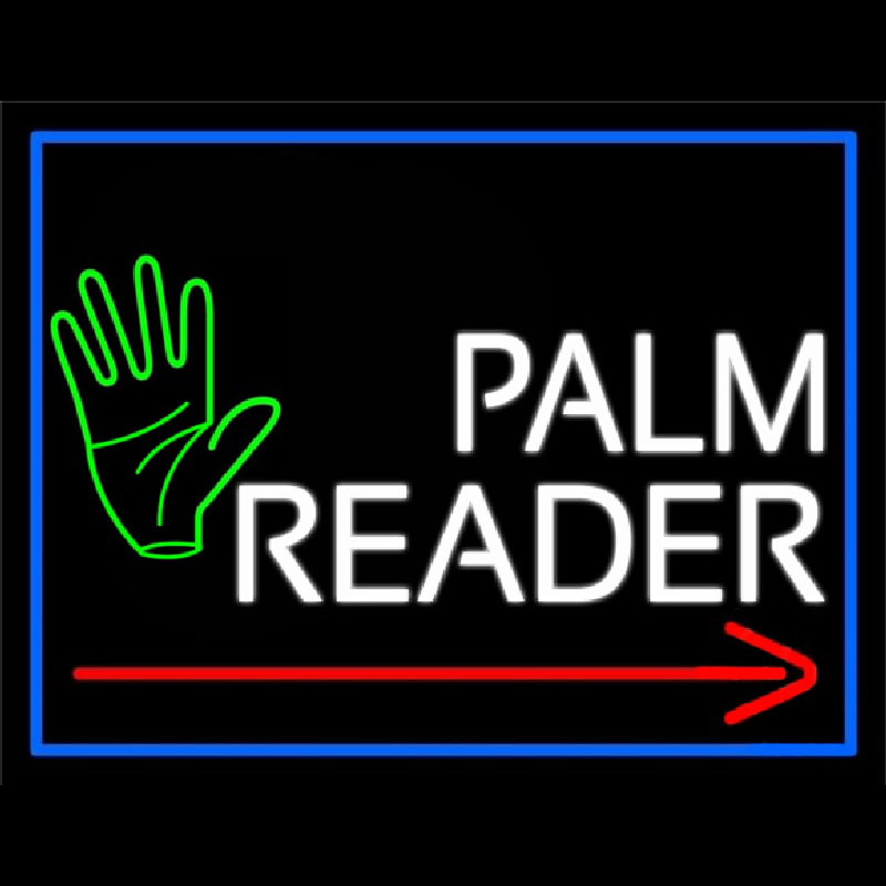 Red Palm Reader Arrow White Border Leuchtreklame