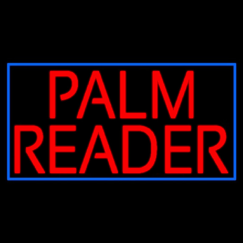 Red Palm Reader Block Blue Border Leuchtreklame