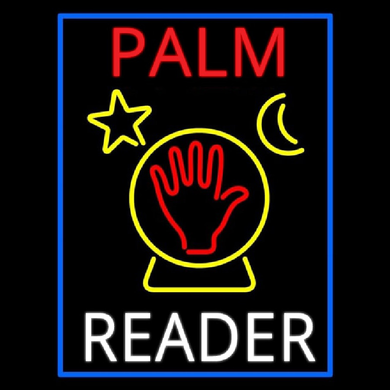 Red Palm White Reader With Crystal Leuchtreklame