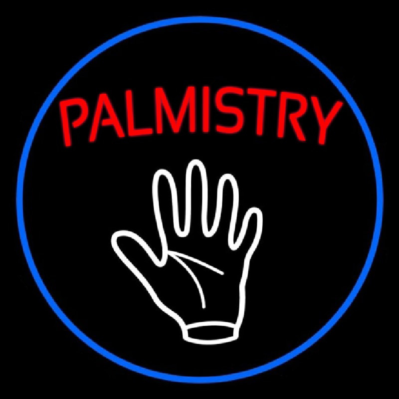 Red Palmistry Blue Border Leuchtreklame