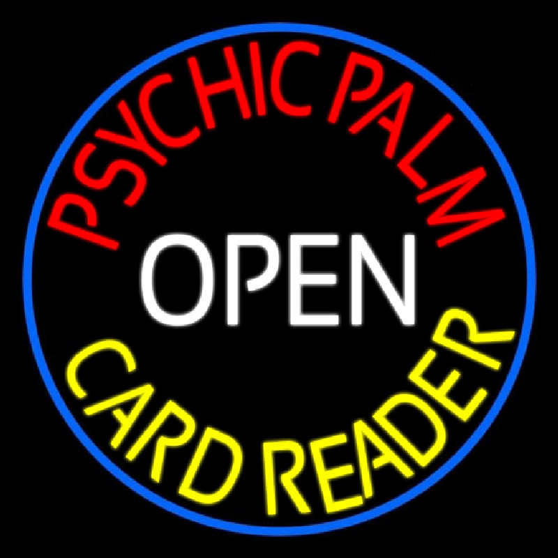 Red Psychic Palm Yellow Card Reader White Open Leuchtreklame