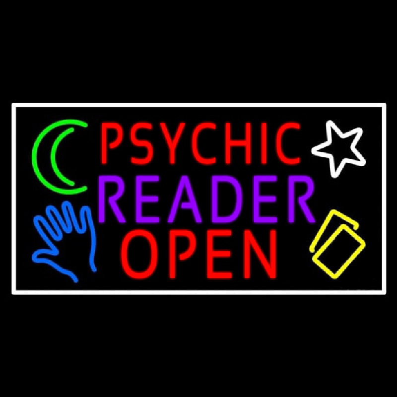 Red Psychic Purple Reader Red Open Block White Border Leuchtreklame