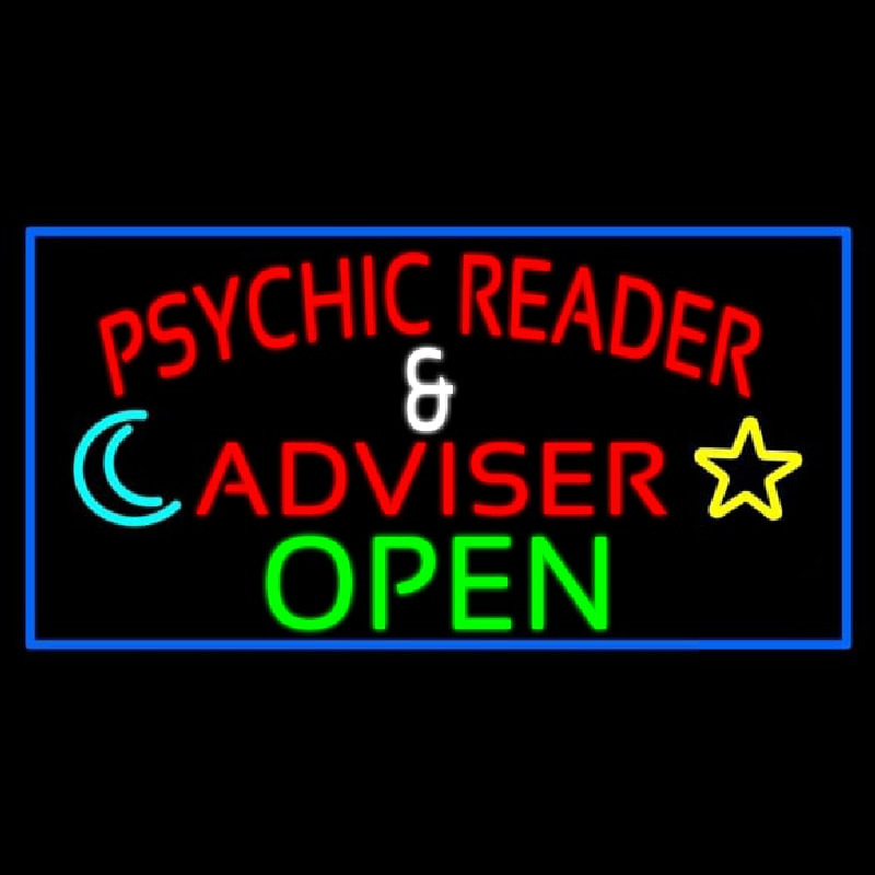 Red Psychic Reader And Advisor With Open Leuchtreklame