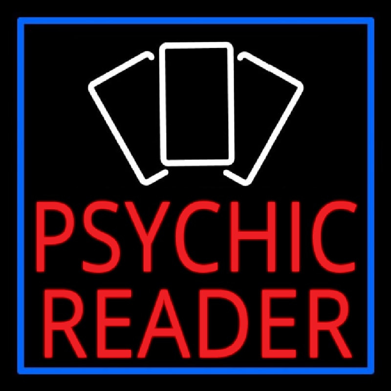 Red Psychic Reader With Cards Leuchtreklame