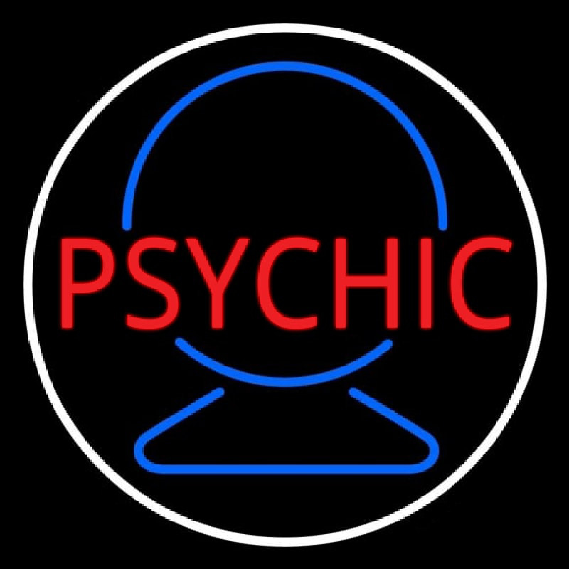 Red Psychic With Crystal White Border Leuchtreklame