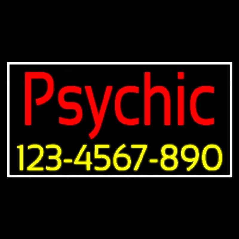 Red Psychic With Yellow Phone Number Leuchtreklame