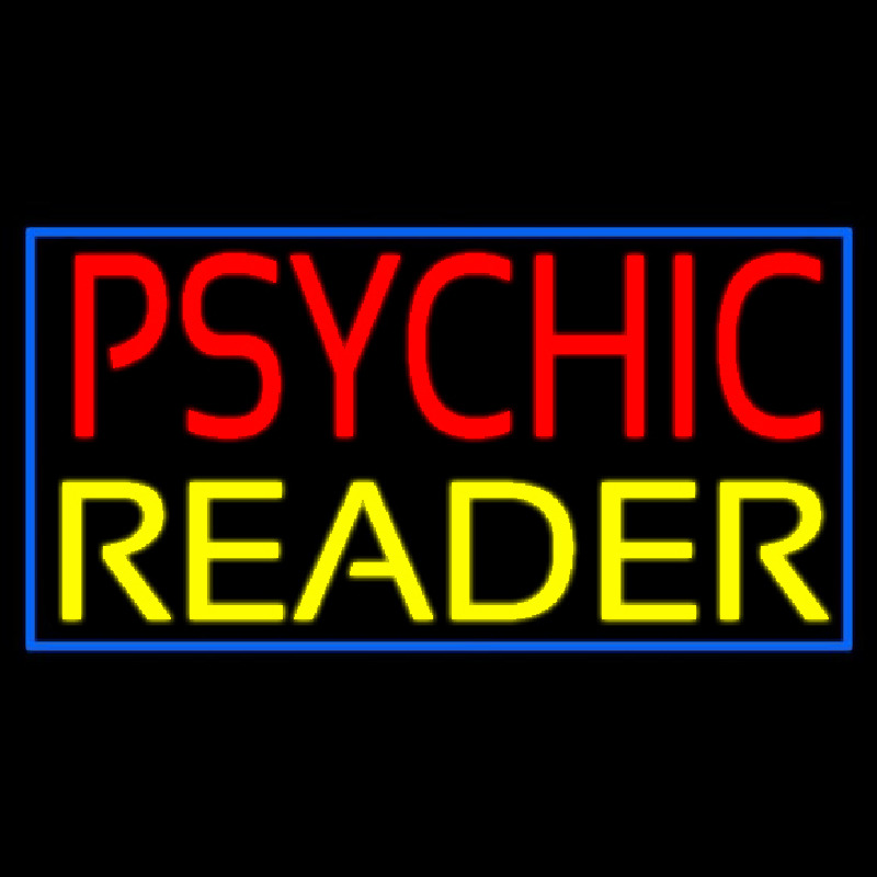 Red Psychic Yellow Reader With Border Leuchtreklame