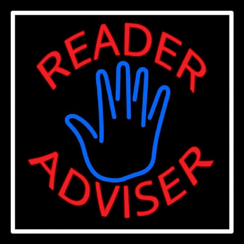 Red Reader Advisor White Border Leuchtreklame