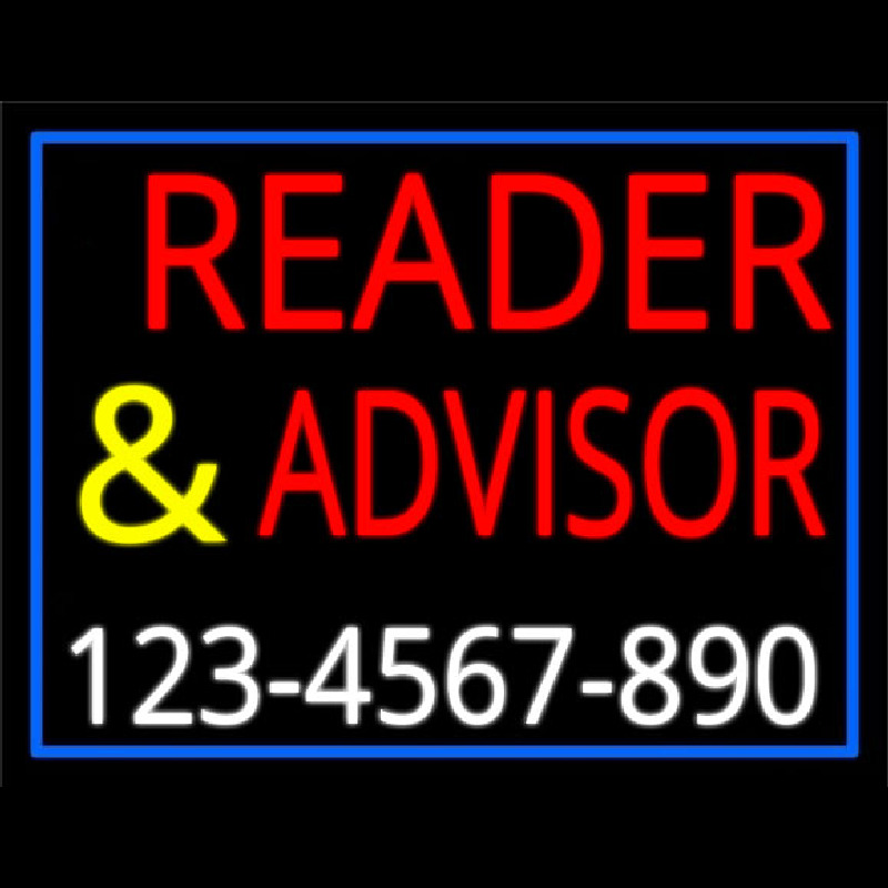 Red Reader Advisor With White Phone Number Leuchtreklame