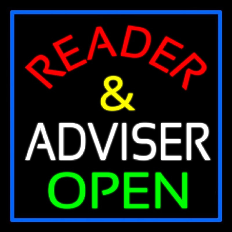 Red Reader And White Advisor Open Leuchtreklame