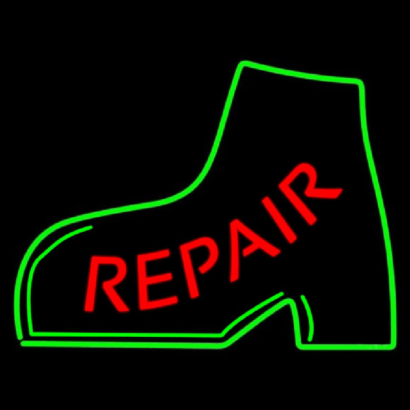 Red Repair Green Boot Leuchtreklame