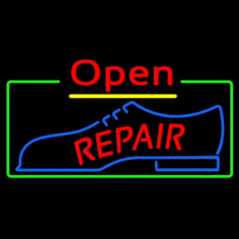 Red Repair Shoe Logo Open Leuchtreklame