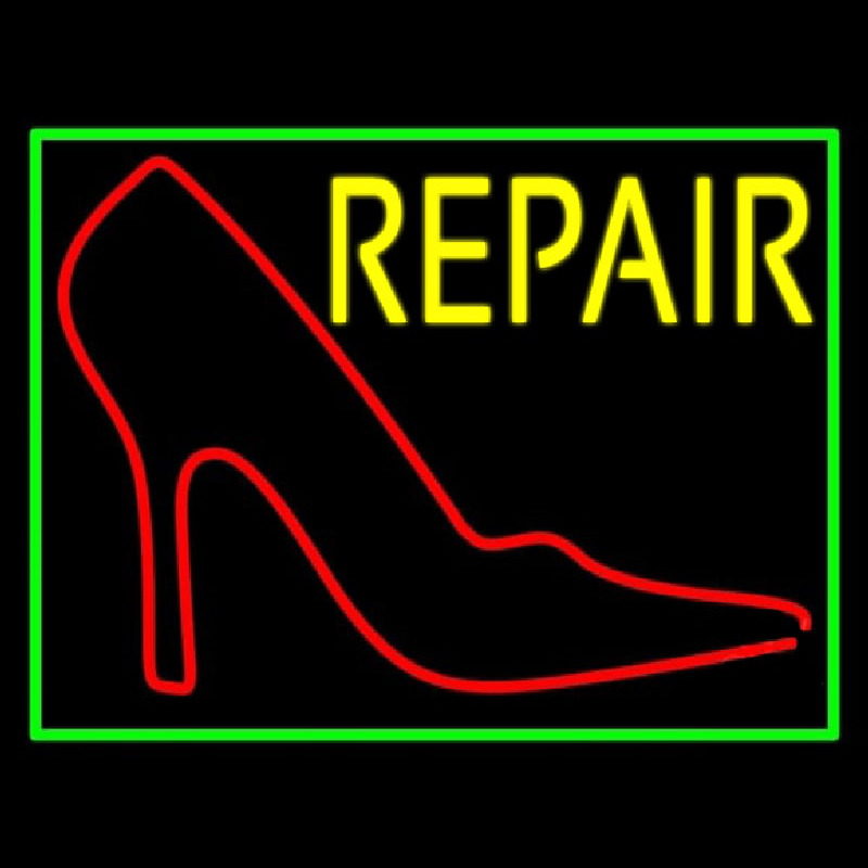 Red Sandal Logo Repair With Border Leuchtreklame