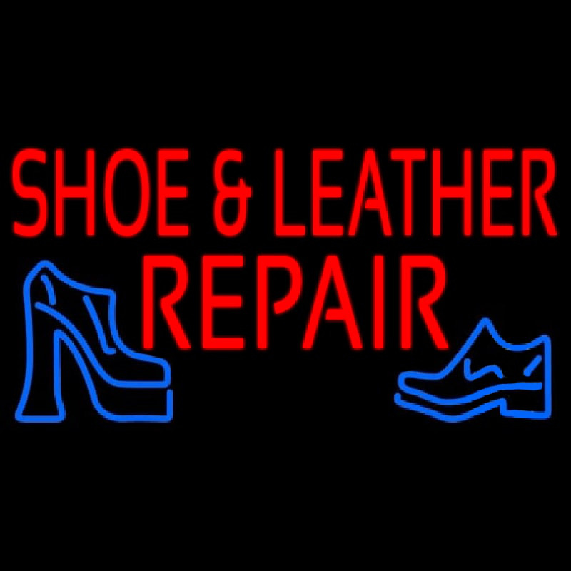 Red Shoe And Leather Repair Leuchtreklame