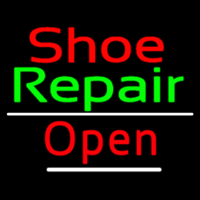 Red Shoe Green Repair Open Leuchtreklame