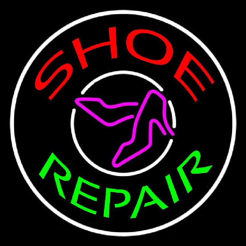 Red Shoe Green Repair With Sandals Leuchtreklame