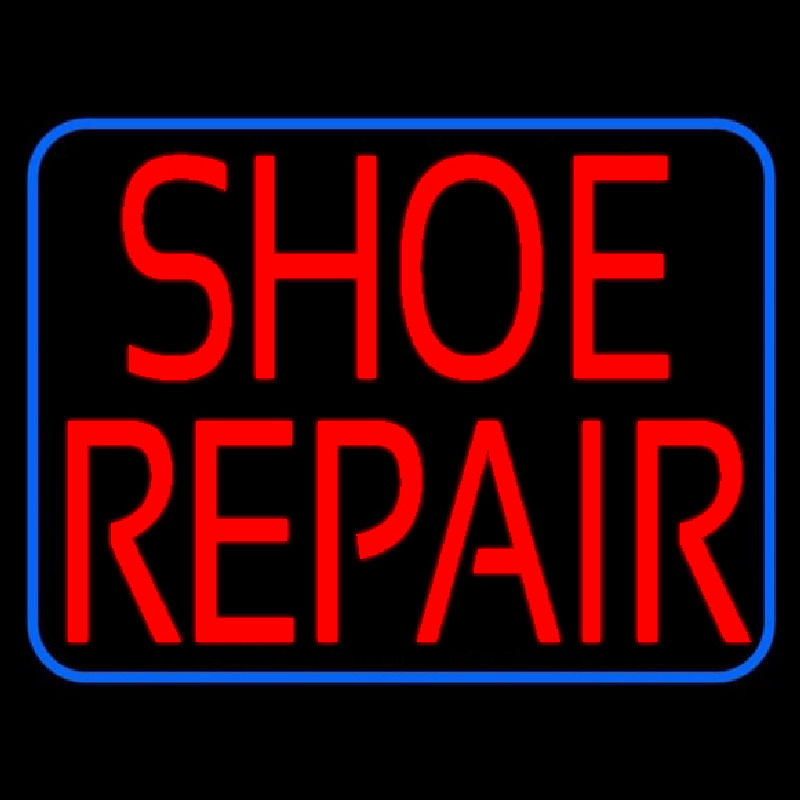 Red Shoe Repair Blue Border Leuchtreklame