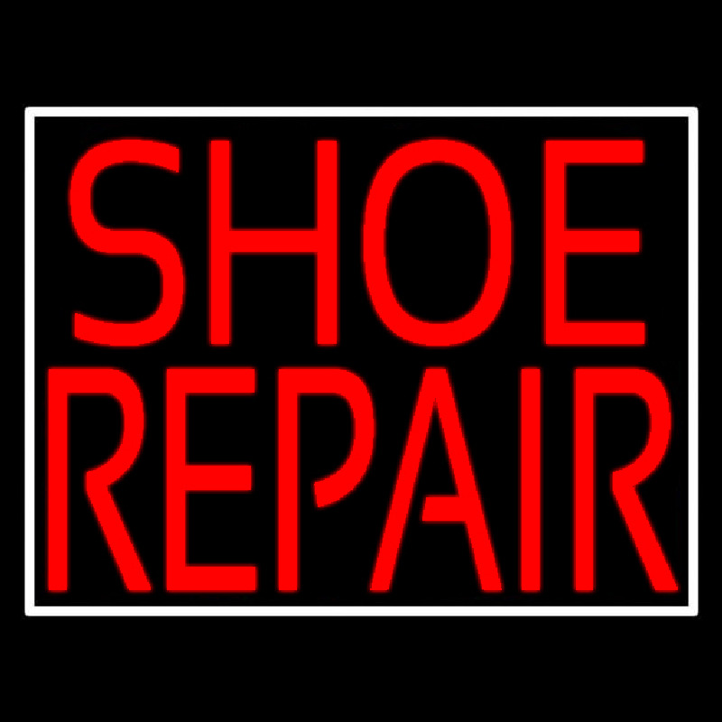 Red Shoe Repair With Border Leuchtreklame