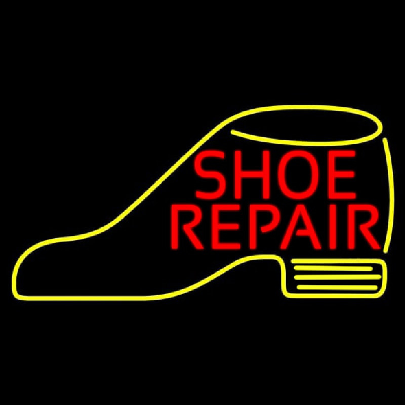 Red Shoe Repair Yellow Shoe Leuchtreklame