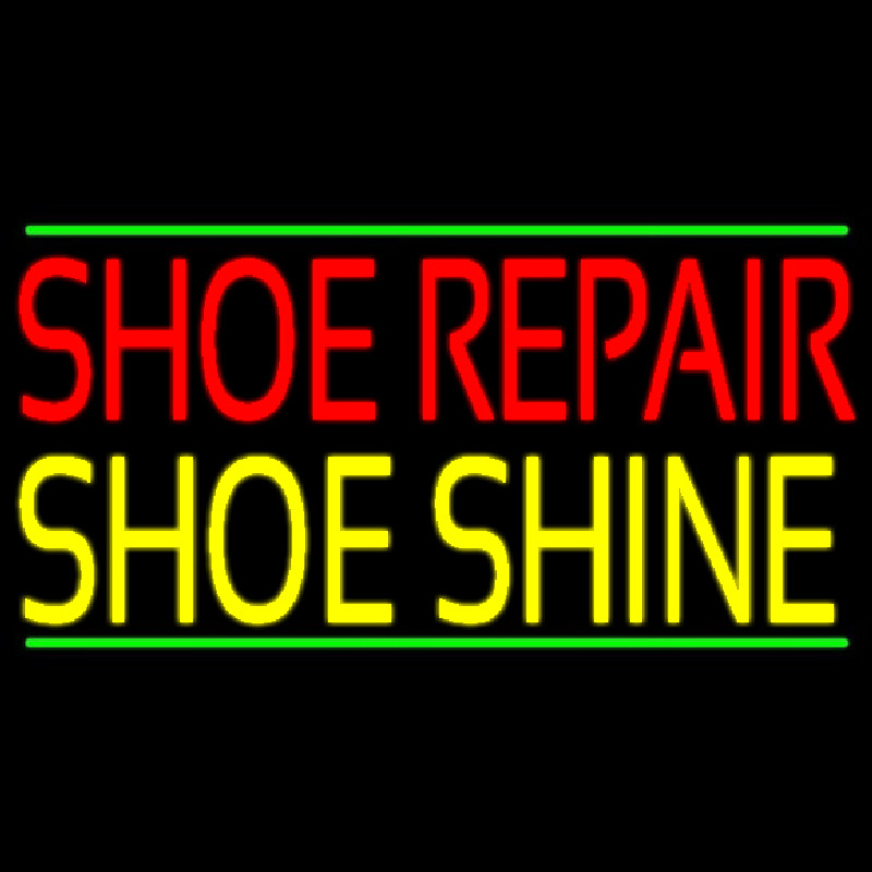 Red Shoe Repair Yellow Shoe Shine Leuchtreklame