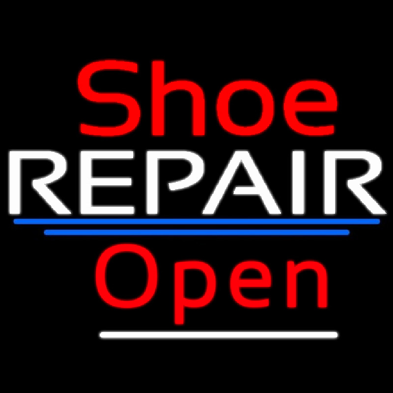 Red Shoe White Repair Open Leuchtreklame