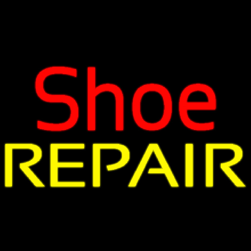 Red Shoe Yellow Repair Leuchtreklame