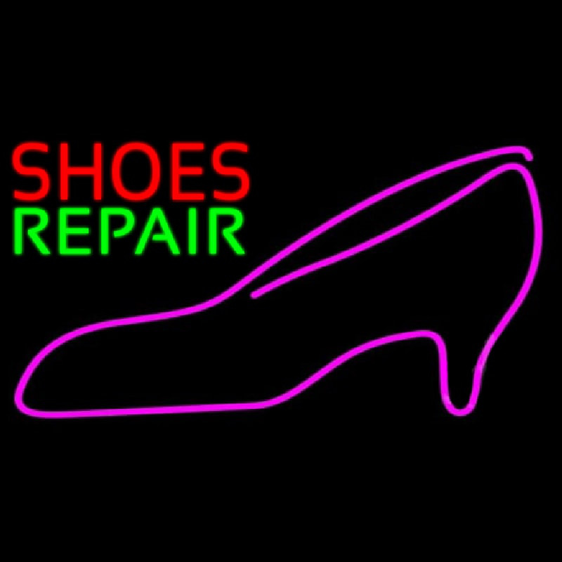 Red Shoes Green Repair Pink Sandal Leuchtreklame