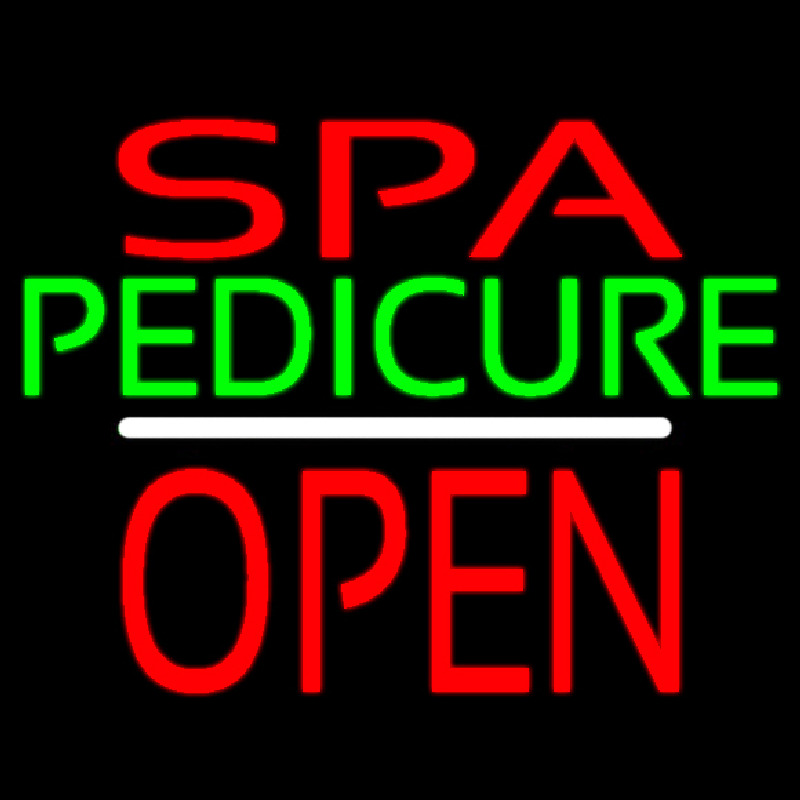 Red Spa Green Pedicure White Line Open Leuchtreklame