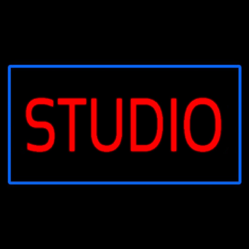 Red Studio Blue Rectangle Leuchtreklame