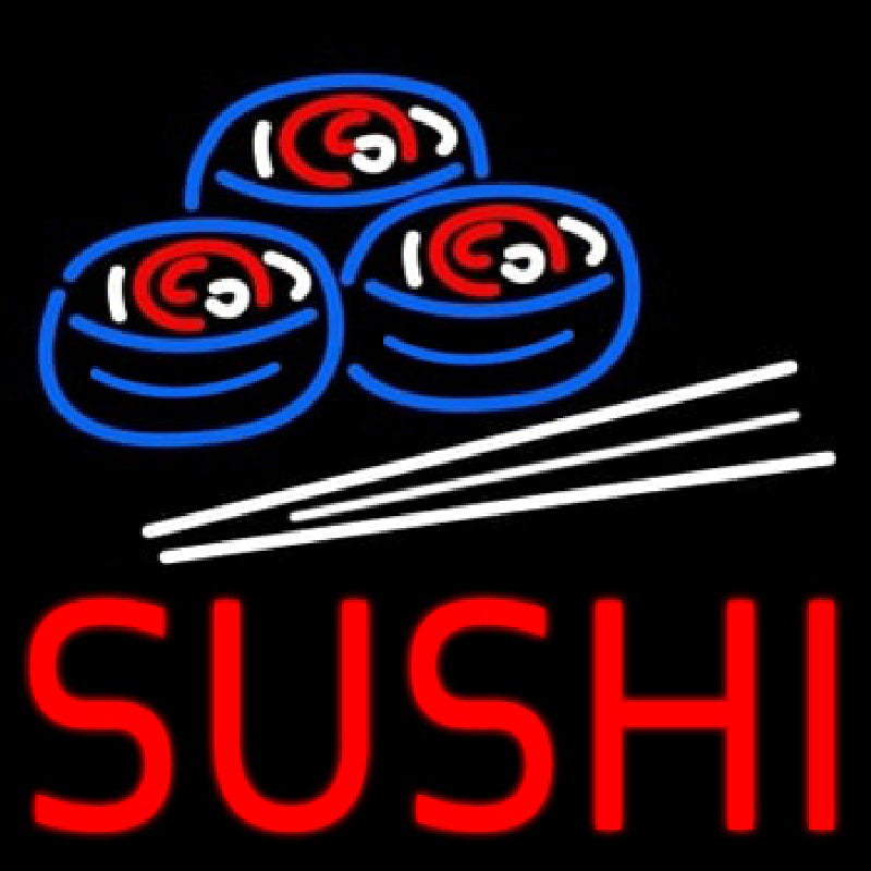 Red Sushi With Sushi Logo Leuchtreklame