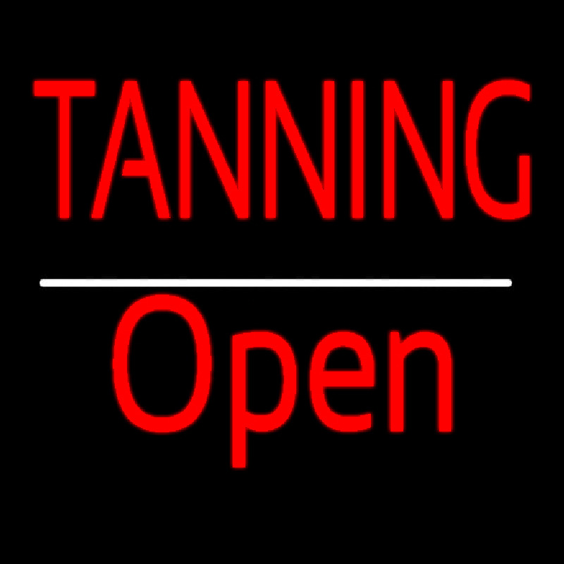 Red Tanning Open White Line Leuchtreklame